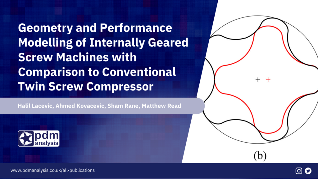 Geometry and performance modelling of internally geared screw machines with comparison to conventional twin screw compressor